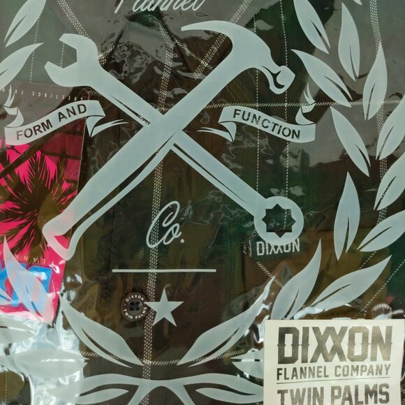 Dixxon Twin Palms Dancun Green Brown Plaid Flannel Long Sleeve Shirt - Picture 8 of 8